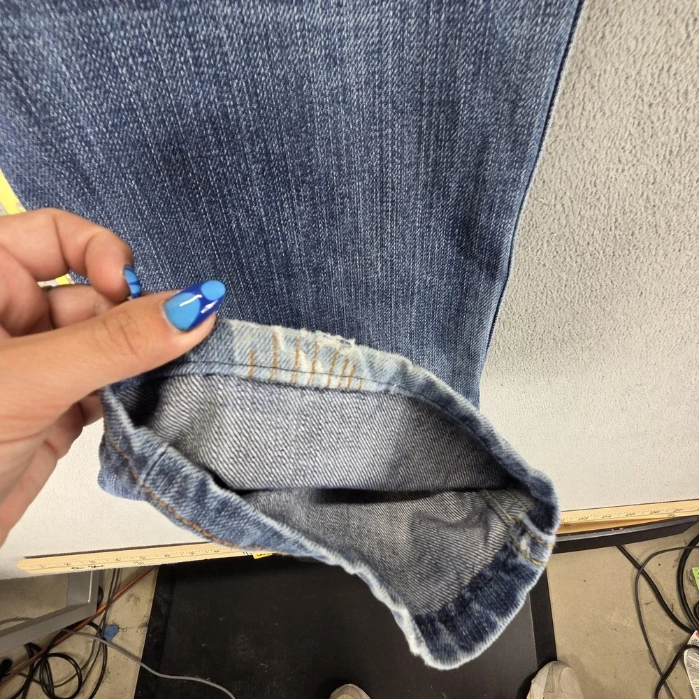 Vintage‎ Levis 504 Jeans Mens Blue Straight Engineered Altered Hem Fits 34x32